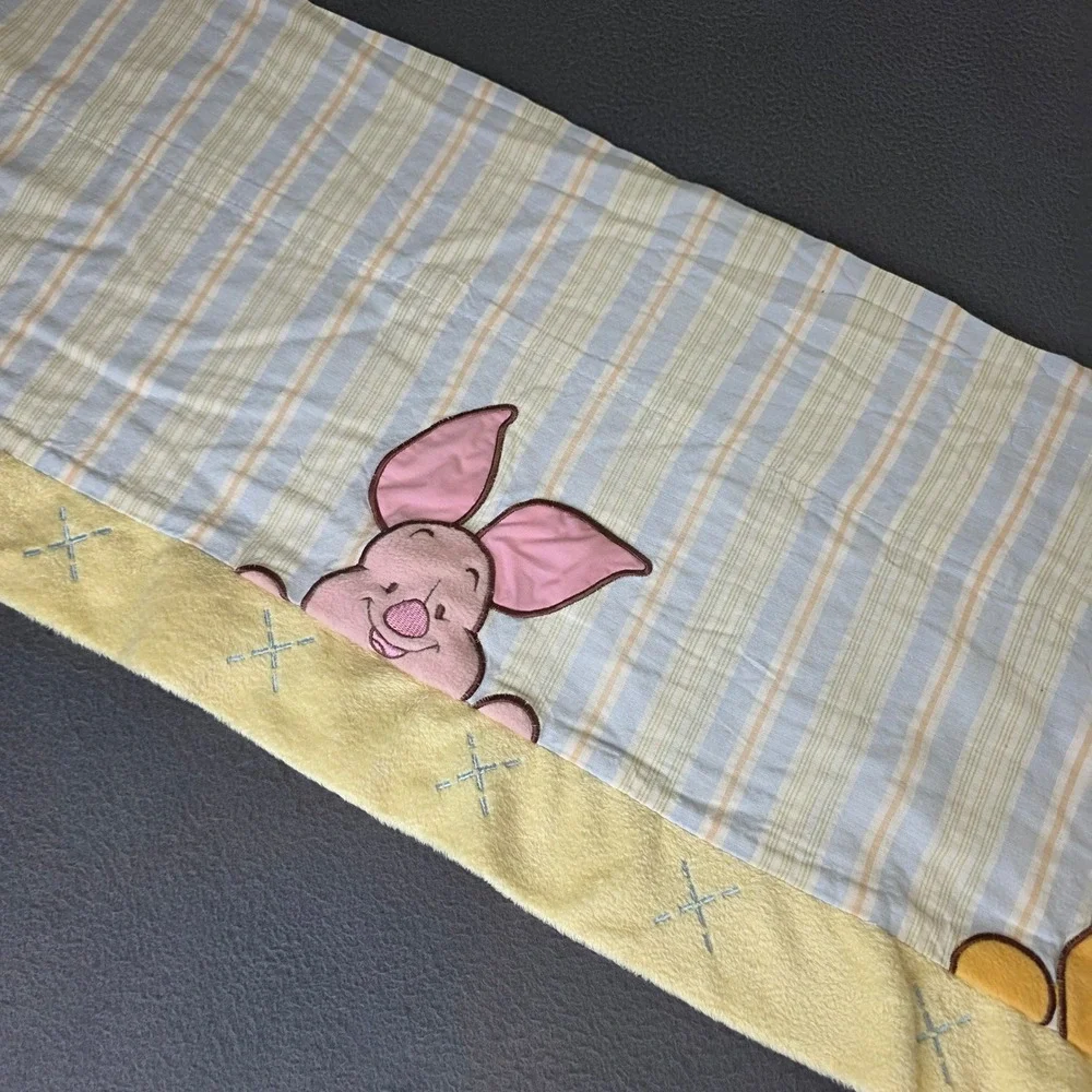Disney Winnie the Pooh Tigger Piglet Striped Window Valance Yellow Blue 56x15
